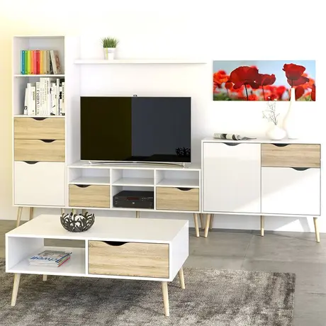 Buy Oslo Sideboard Small 1 Drawer 2 Doors in White and Oak, 8 from Furnituretta