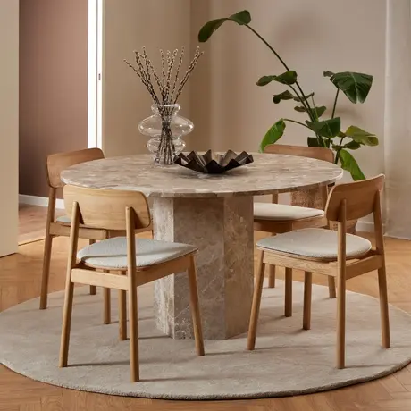 Buy Naxos Round Dining Table: Brown Marble, 2 from Furnituretta
