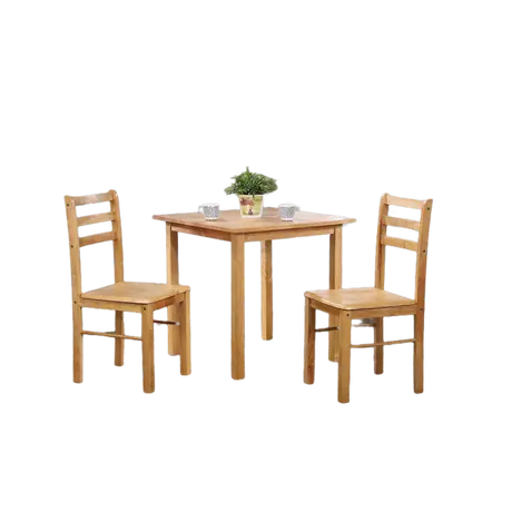 Buy New York Small Dining Set with 2 Chairs – Natural Oak | Compact Solid Rubberwood Dining Furniture, 3 from Furnituretta