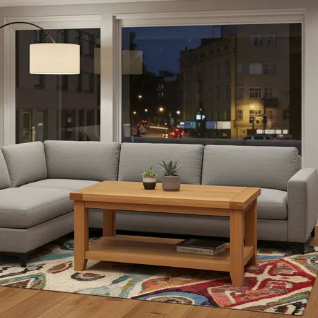 Buy Acorn Solid Oak Coffee Table with Shelf | Premium Oak Living Room Furniture, 3 from Furnituretta