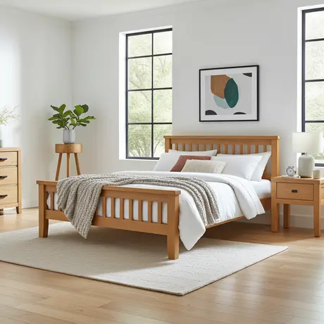 Buy Acorn Solid Oak Bed – High Footend Double | Premium Oak Bedroom Furniture, 3 from Furnituretta