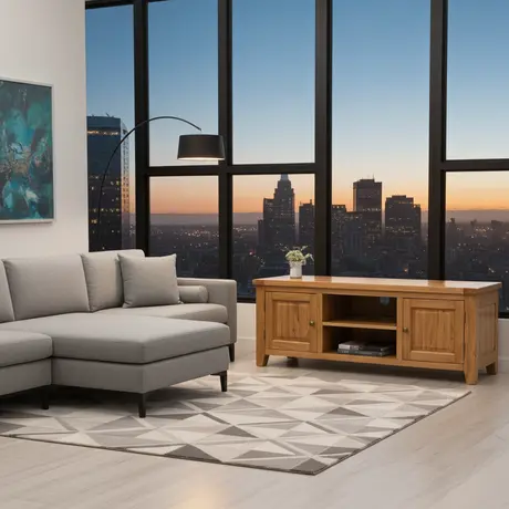 Buy Acorn Solid Oak TV Unit – Straight | Premium Oak Media Cabinet, 4 from Furnituretta