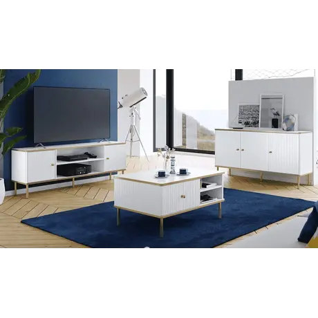 Buy Kelso Large 3 Door Elegant Sideboard – White & Gold | Modern Living Room Storage, Colour: White, 7 from Furnituretta