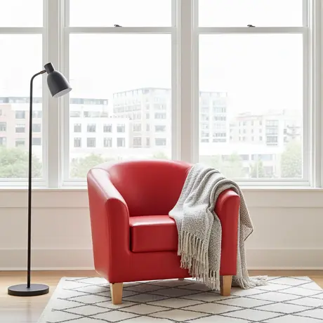 Buy Claridon 1 Seater Sofa PU Red | Modern Living Room Furniture, 3 from Furnituretta