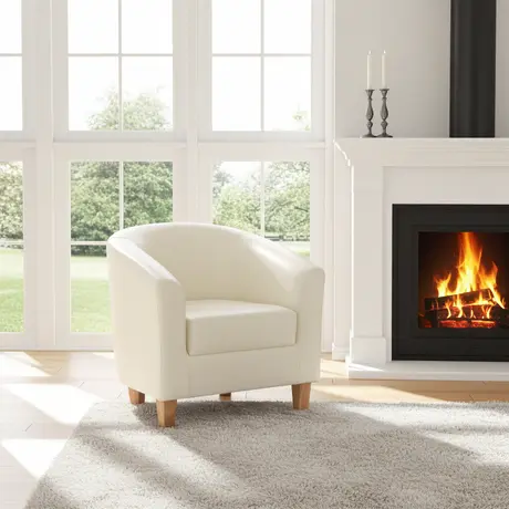 Buy Claridon 1 Seater Sofa PU Cream | Modern Living Room Furniture, 3 from Furnituretta