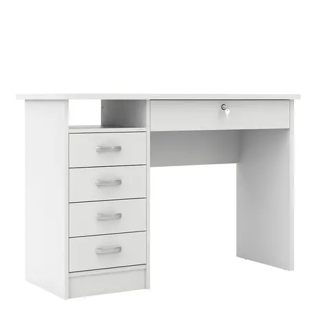 Buy Function Plus Desk 5 Drawers in White, Colour: White, Item Width: 109.3 from Furnituretta
