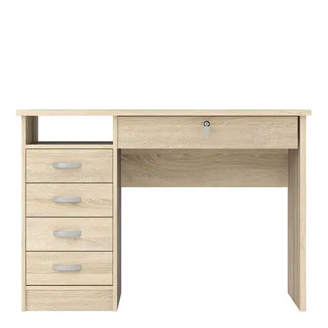 Buy Function Plus Desk 5 Drawers in Oak, Colour: Oak, Item Width: 109.3, 4 from Furnituretta
