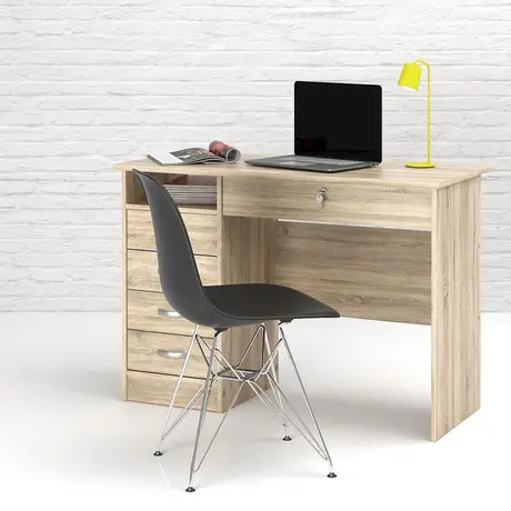Buy Function Plus Desk 5 Drawers in Oak, Colour: Oak, Item Width: 109.3, 3 from Furnituretta