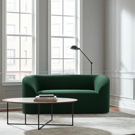 Buy Zuma Forest Green Sofa | Contemporary Curved Velvet Living Room Furniture, 4 from Furnituretta