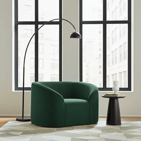 Buy Zuma Forest Green Chair | Contemporary Curved Velvet Accent Chair from Furnituretta