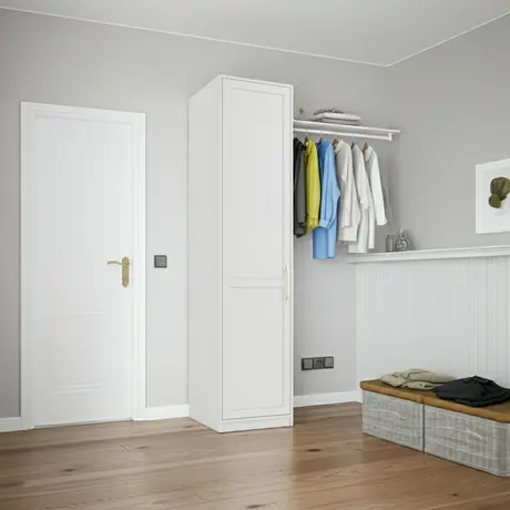 Buy Austen White 1 Door Wardrobe | Classic Shaker Style Bedroom Storage, 3 from Furnituretta