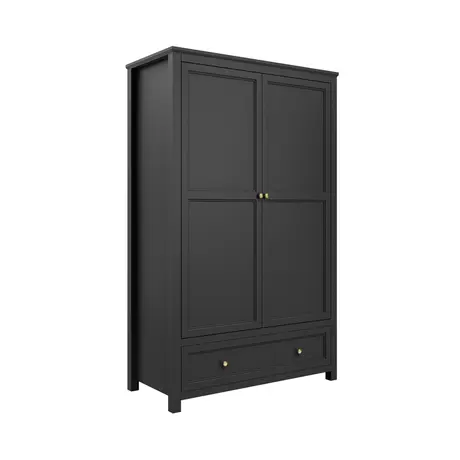 Buy Ives Black 2 Door Wardrobe | Modern Panelled Bedroom Storage, 3 from Furnituretta