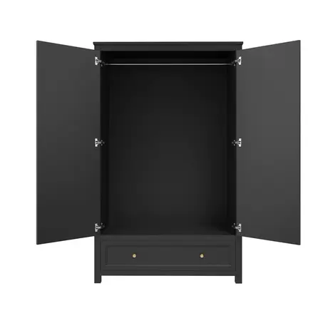 Buy Ives Black 2 Door Wardrobe | Modern Panelled Bedroom Storage, 6 from Furnituretta