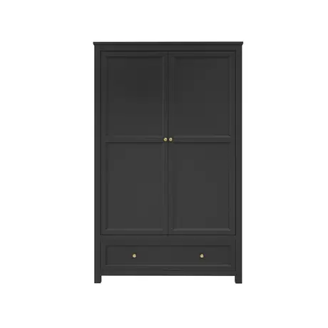Buy Ives Black 2 Door Wardrobe | Modern Panelled Bedroom Storage, 2 from Furnituretta