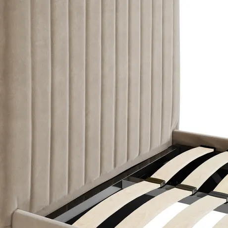 Buy Berlin Beige Tall Ottoman Single Bed | Velvet Storage Bed, Size: Single (3ft), Colour: Beige, 6 from Furnituretta