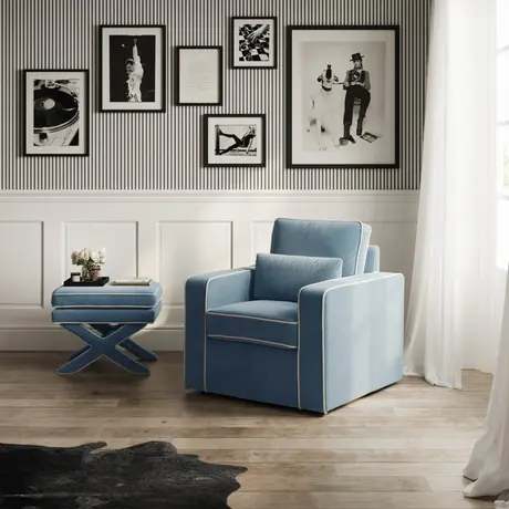 Buy Diego Ice Blue Chair | Contemporary Velvet Armchair from Furnituretta