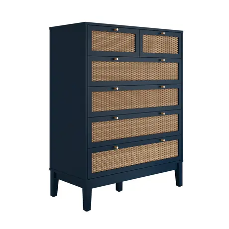 Buy Bordeaux Blue Chest of Drawer | Modern Rattan Bedroom Storage, 3 from Furnituretta