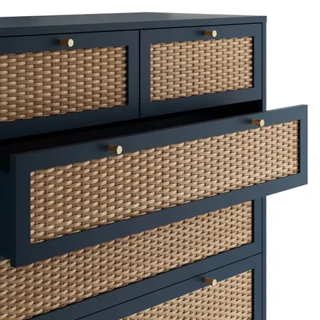 Buy Bordeaux Blue Chest of Drawer | Modern Rattan Bedroom Storage, 4 from Furnituretta