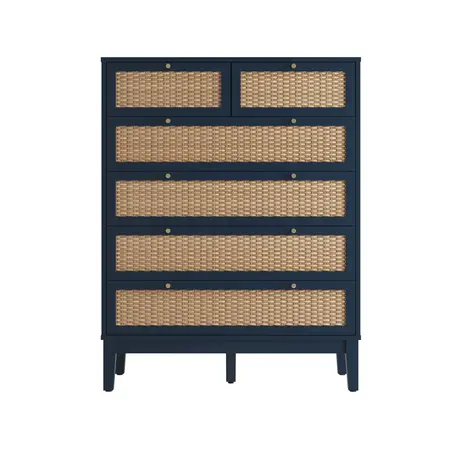 Buy Bordeaux Blue Chest of Drawer | Modern Rattan Bedroom Storage, 2 from Furnituretta