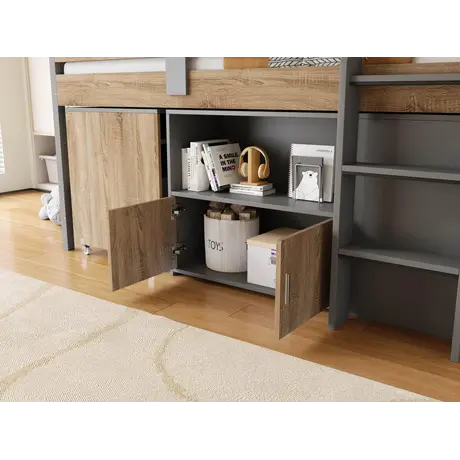 Buy Alfie Midi Sleeper Grey & Medium Oak | Children’s Mid Sleeper Bed, 6 from Furnituretta