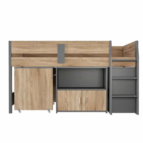 Buy Alfie Midi Sleeper Grey & Medium Oak | Children’s Mid Sleeper Bed, 4 from Furnituretta