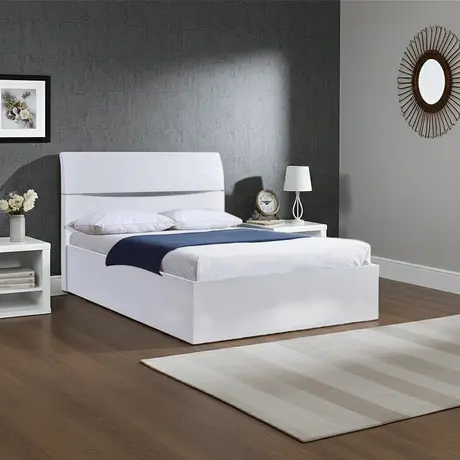 Buy Arden High Gloss Storage Bed King Size | Modern White Ottoman Bed, Colour: White, Size: King Size, 3 from Furnituretta