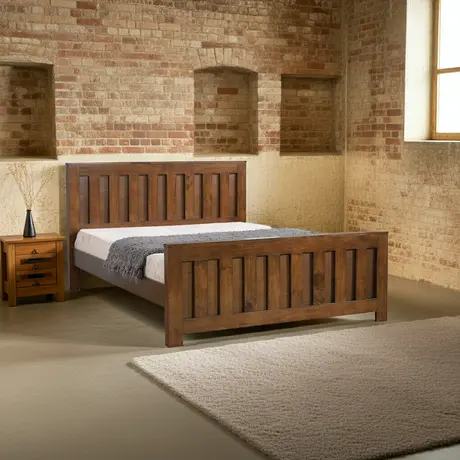 Buy Maxfield King Size Bed Rustic Oak | Solid Rubberwood Frame, Size: King Size, 4 from Furnituretta