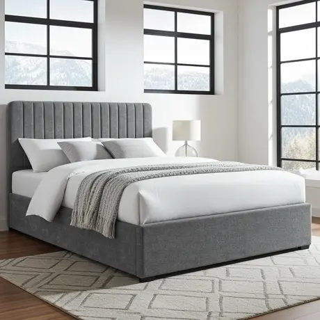 Buy Livingstone Storage Fabric King Size Bed Grey | Modern Ottoman Bed, Colour: Grey, Size: King Size, 4 from Furnituretta