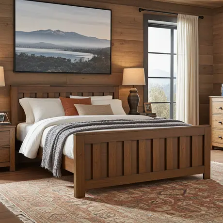 Buy Maxfield King Size Bed Rustic Oak | Solid Rubberwood Frame, Size: King Size, 2 from Furnituretta