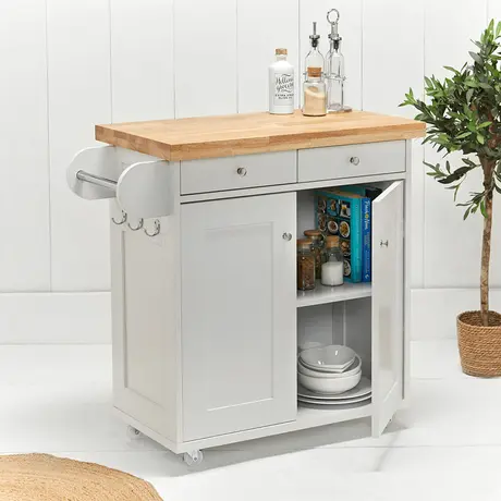 Buy Portland Kitchen Island White | Stylish Storage Unit from Furnituretta