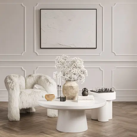 Buy Rumi White Coffee Table | Contemporary Round Tables from Furnituretta