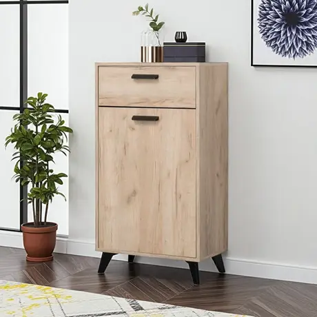 Buy Elgin Slim Narrow Sideboard Grey Oak | Hallway Storage Unit from Furnituretta