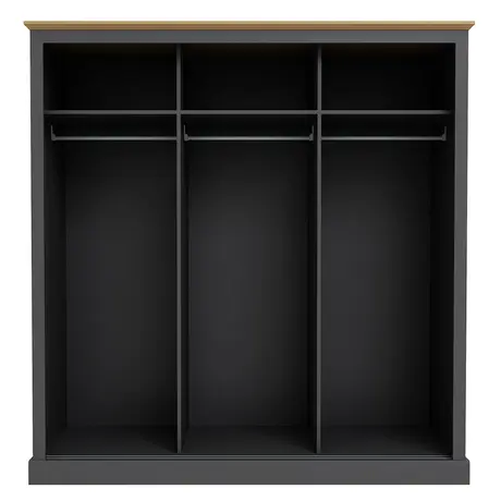 Buy Devon Triple Sliding Wardrobe | Charcoal Bedroom Storage, Colour: Charcoal, 4 from Furnituretta