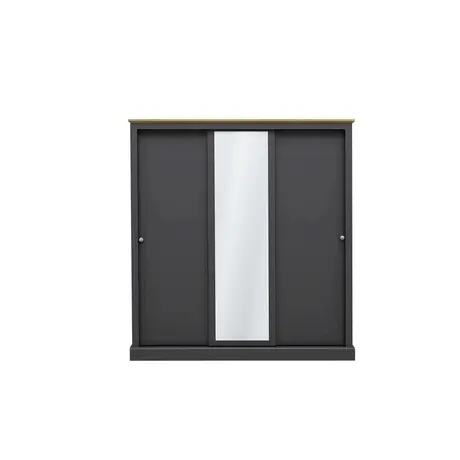 Buy Devon Triple Sliding Wardrobe | Charcoal Bedroom Storage, Colour: Charcoal, 3 from Furnituretta