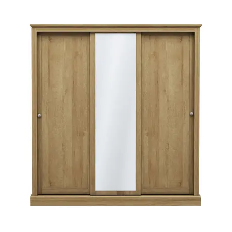 Buy Devon Triple Sliding Wardrobe | Oak Bedroom Storage, Colour: Oak, 3 from Furnituretta