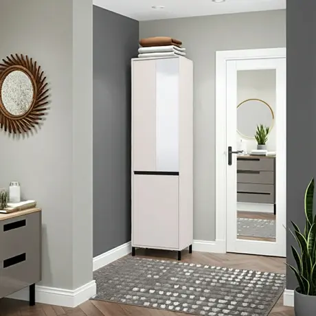 Buy Reigate Cashmere Taupe Hallway Wardrobe | Slim Narrow Storage, Colour: Taupe, 7 from Furnituretta