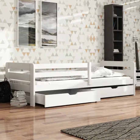 Buy Wooden Bed Ergo with Storage, Colour: White Matt, Mattresses: Foam/Bonnell Mattresses from Furnituretta