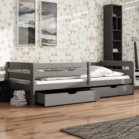 Buy Wooden Bed Ergo with Storage, Colour: Graphite, Mattresses: Foam Mattresses from Furnituretta