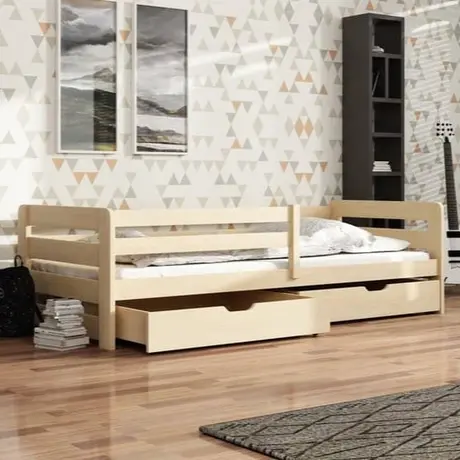 Buy Wooden Bed Ergo with Storage, Colour: Pine, Mattresses: Without Mattresses from Furnituretta