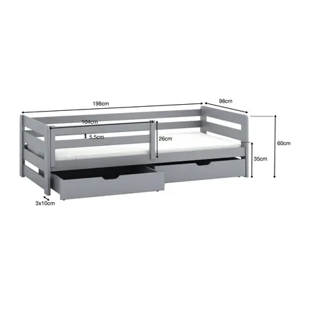 Buy Wooden Bed Ergo with Storage, Colour: White Matt, Mattresses: Foam/Bonnell Mattresses, 8 from Furnituretta