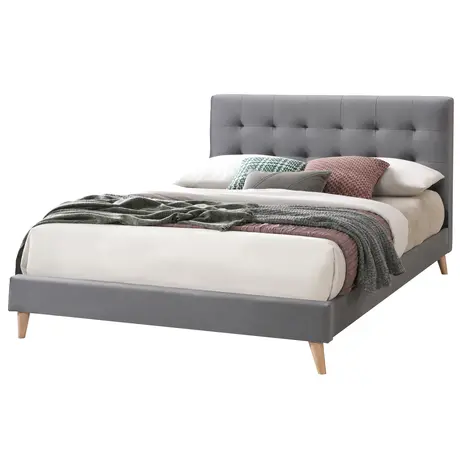 Buy Contemporary Charm: Novara Bed Frame, Colour: Light Grey, Size: 4ft 6/Double, Item Width: 144 from Furnituretta