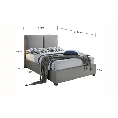Buy Oakland Contemporary Fabric Bed Frame, Colour: Light Grey, Size: 4ft 6/Double, Item Width: 147, 3 from Furnituretta