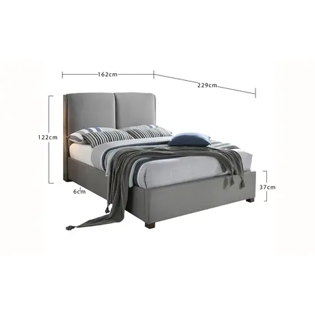 Buy Oakland Contemporary Fabric Bed Frame, Colour: Dark Grey, Size: 5ft/King , Item Width: 229, 3 from Furnituretta