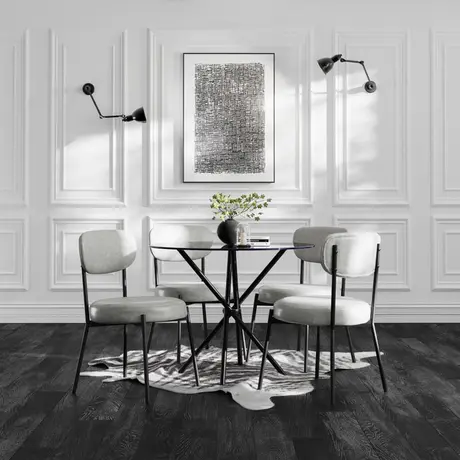 Buy Casa Smoked Glass Dining Table | Modern Black‑Leg Design, 2 from Furnituretta