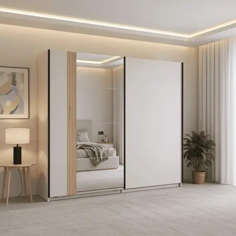 Buy Glossop 220cm Sliding Wardrobe - Cashmere & Artisan Oak from Furnituretta