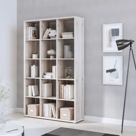 Buy Mauro 3x5 Storage Unit in Sand Oak – Modern Cube Shelving from Furnituretta