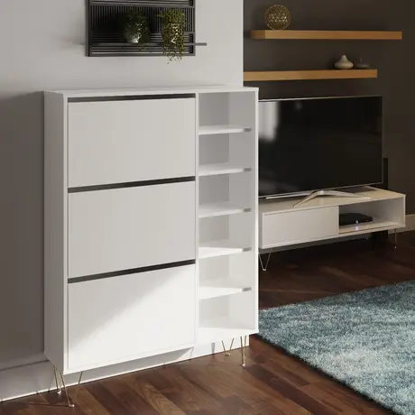 Buy Keep Your Entryway Tidy with Monaco White Shoe Cabinet from Furnituretta