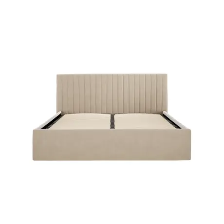 Buy Berlin Beige Velvet Ottoman Storage King Bed, Colour: Beige, Bed Size: King (5ft), 2 from Furnituretta