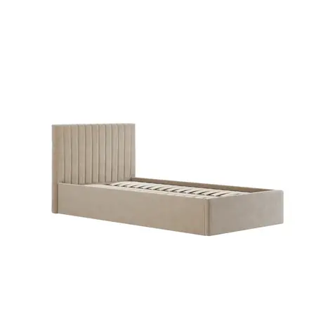 Buy Berlin Beige Velvet Ottoman Storage Single Bed, Colour: Beige, Bed Size: Single (3ft), 4 from Furnituretta
