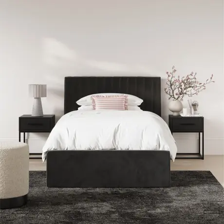 Buy Berlin Black Fabric Ottoman Storage Single Bed, Colour: Black, Bed Size: Single (3ft) from Furnituretta